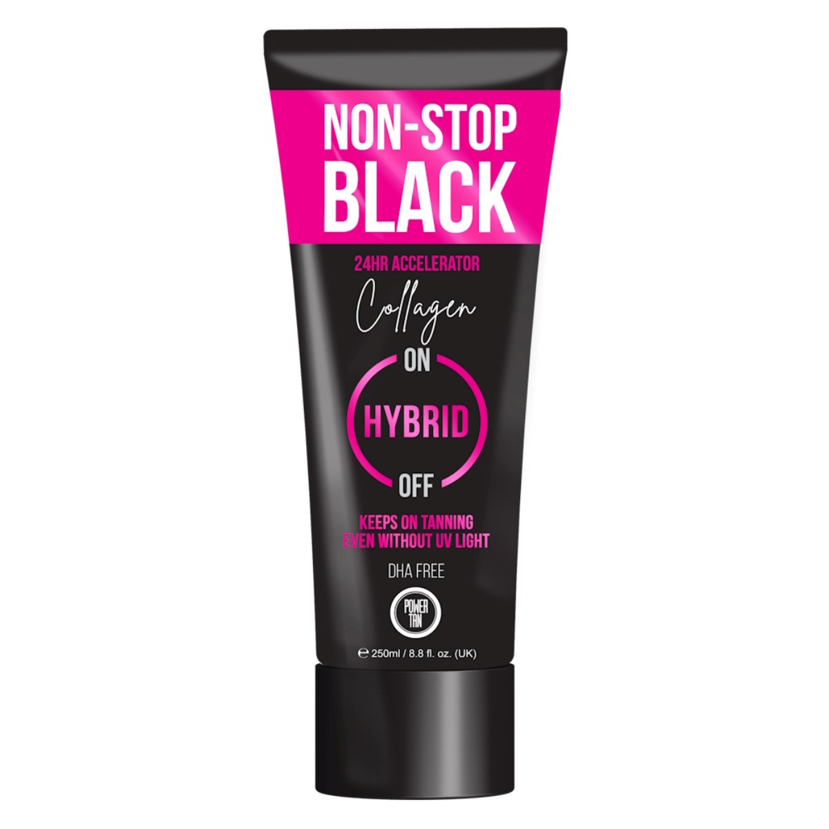 Non-Stop Black Collagen tanning lotion at Luxe Glow Studio